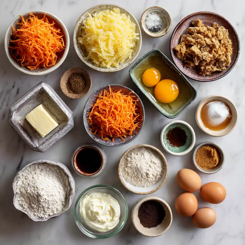 Ingredients for carrot cake coffee cake