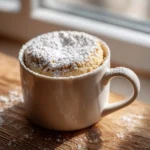 coffee mug cake without egg in white mug