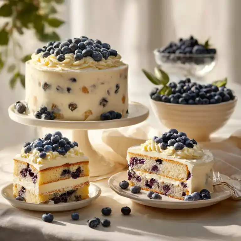 Different variations of lemon blueberry cake styles