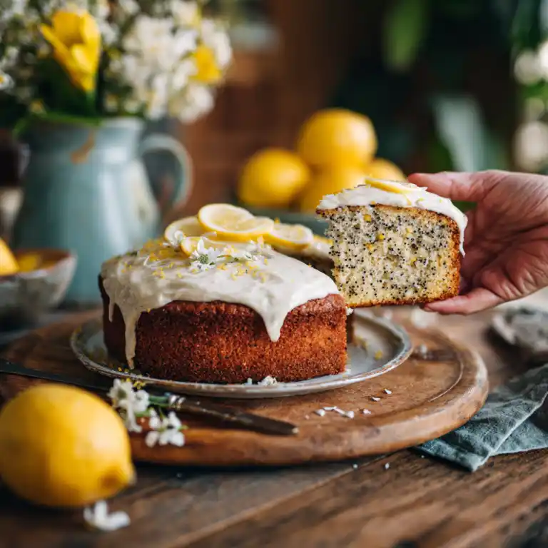 Lemon poppy seed cake served at spring gathering