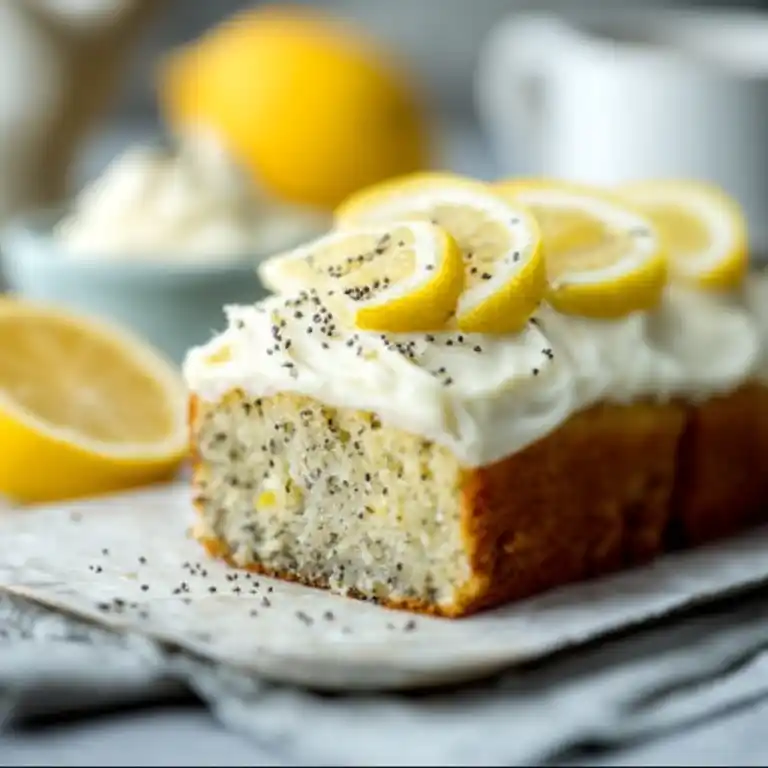 Lemon poppy seed cake with cream cheese frosting