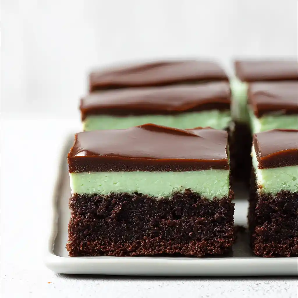 Mint brownies with layered chocolate and mint frosting