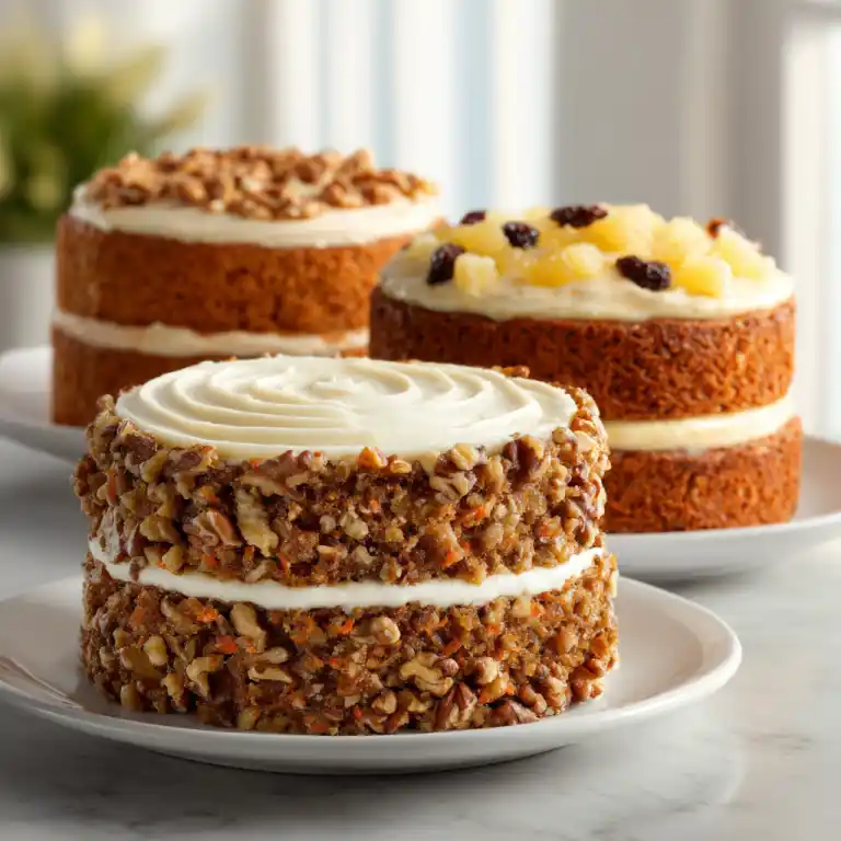 Variations of moist carrot cake