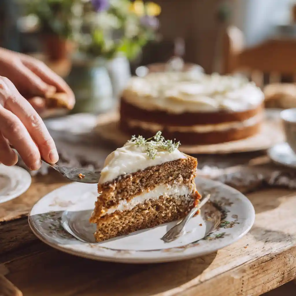 Serving the best banana cake at family gathering