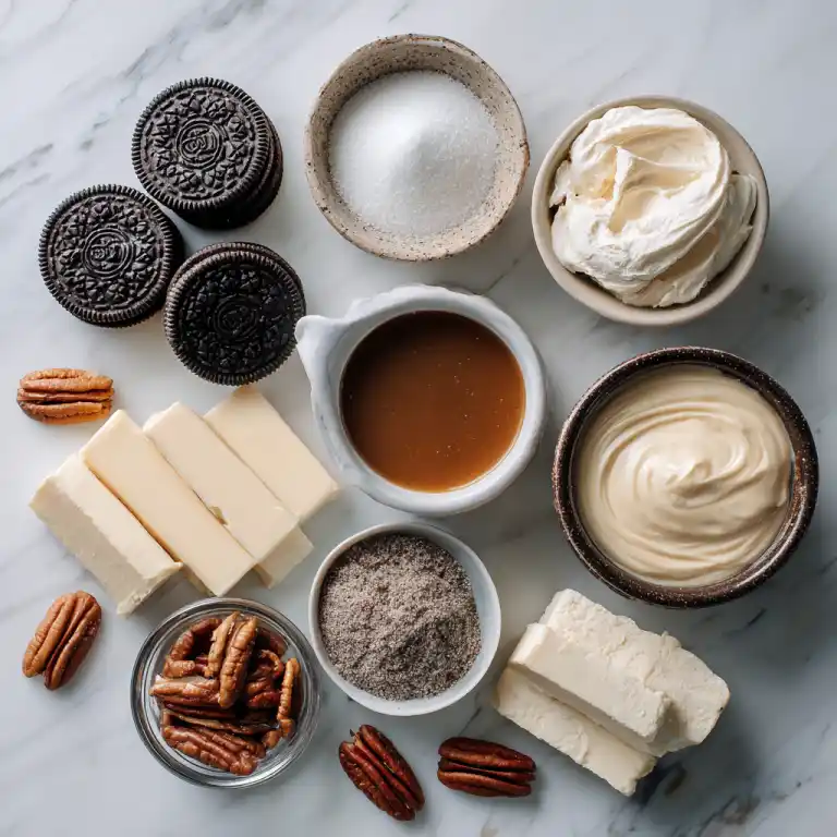 Ingredients for turtle pie laid out