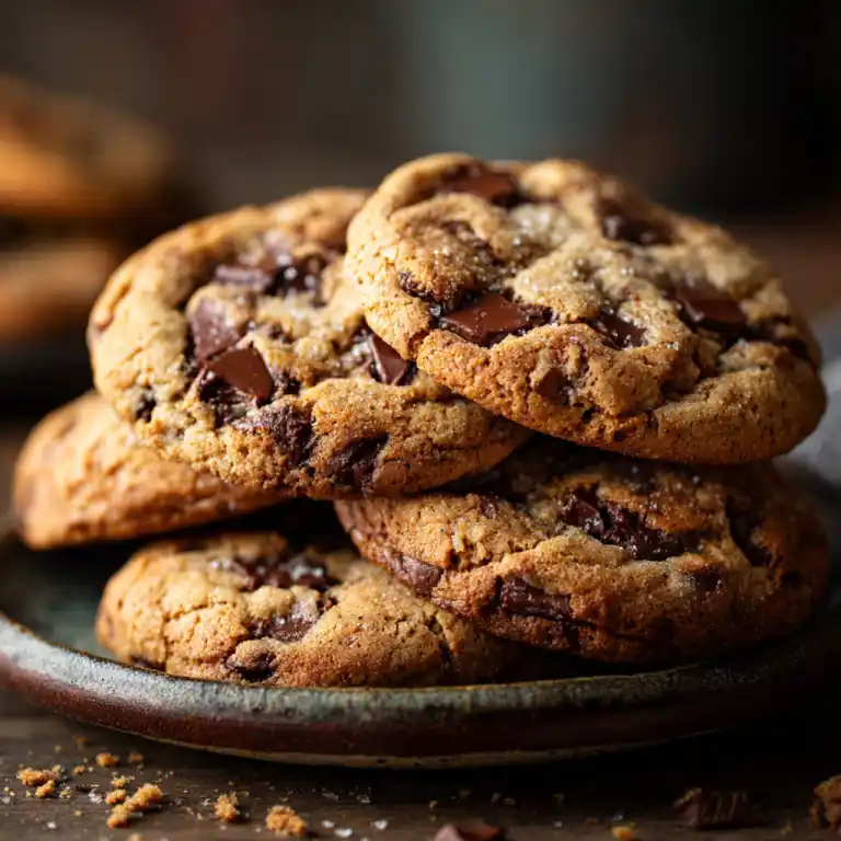 brown sugar chocolate chip cookies with melted chocolate chips