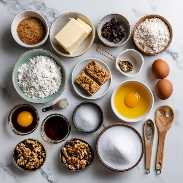 ingredients for butter tart squares recipe