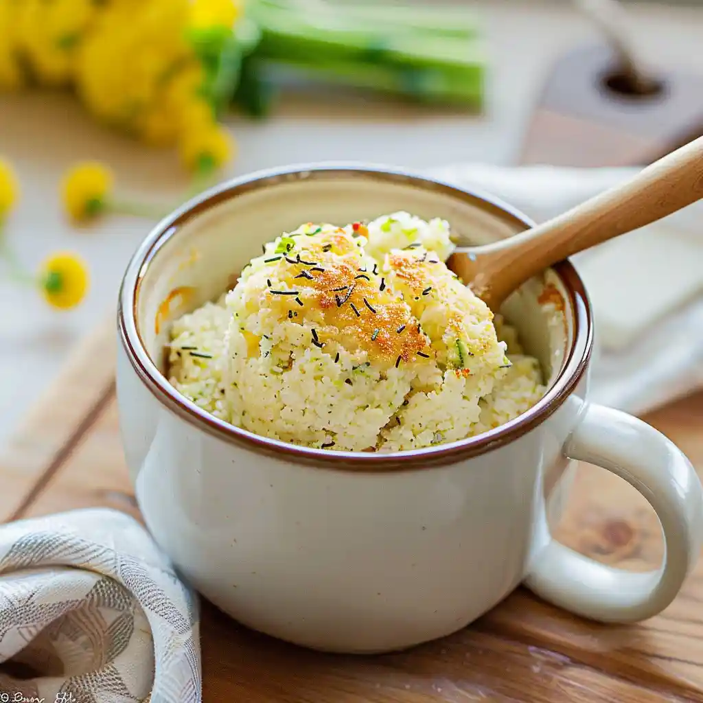 cauliflower bread mug cake in mug