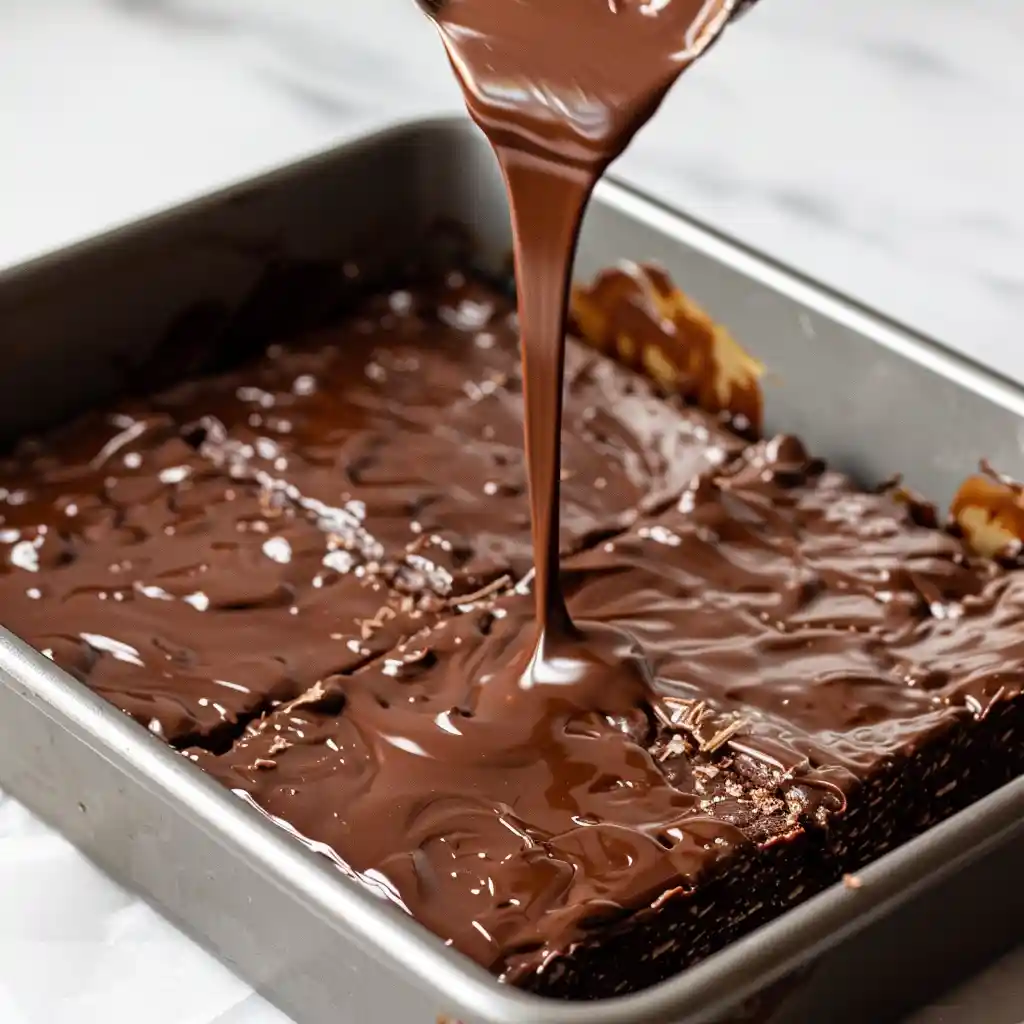 topping 4 ingredient no bake cookie bars with chocolate