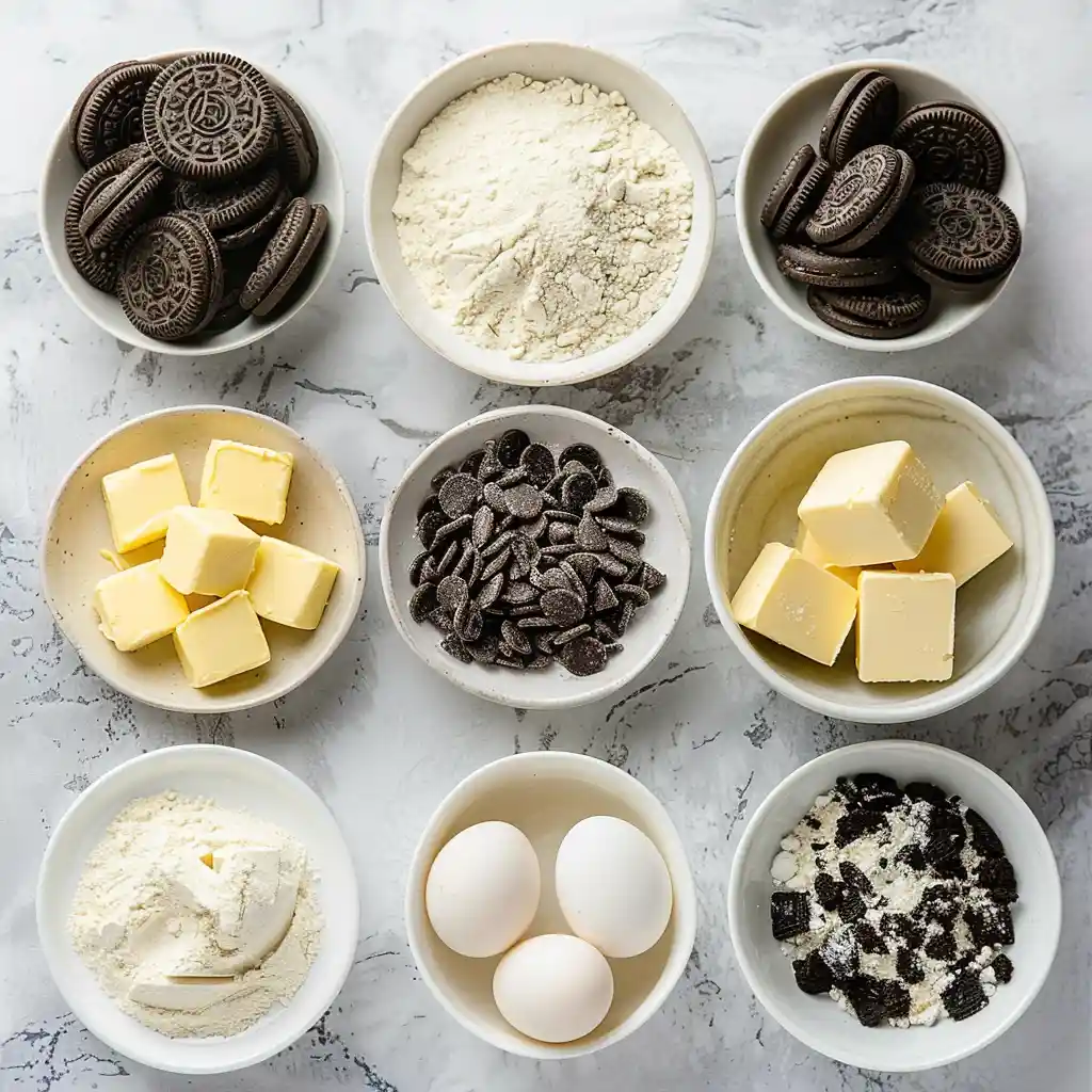ingredients for bakery style cookies and cream cookies recipe