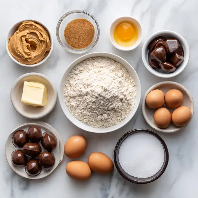 ingredients for gluten free peanut butter blossoms recipe