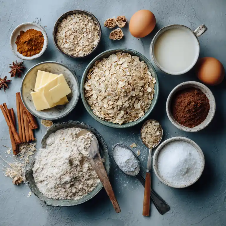 ingredients for iced gingerbread oatmeal cookies