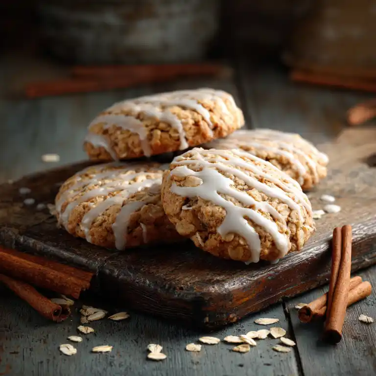 iced oatmeal cookies with vanilla icing