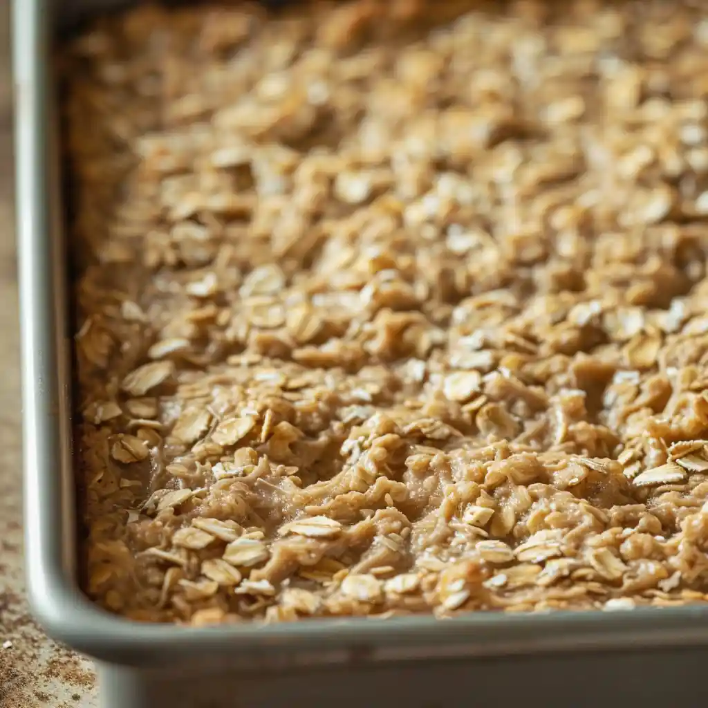 oatmeal bars batter in pan