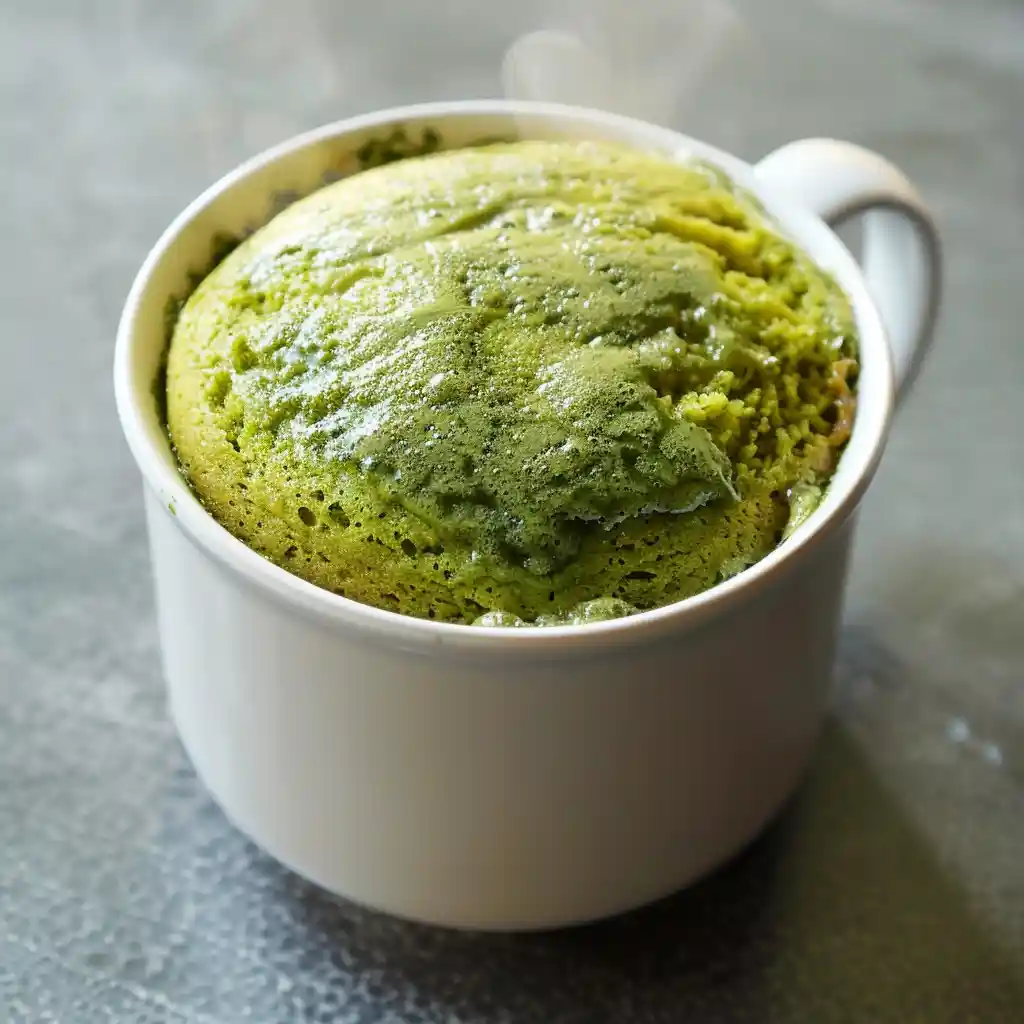 cooked matcha green tea mug cake microwave