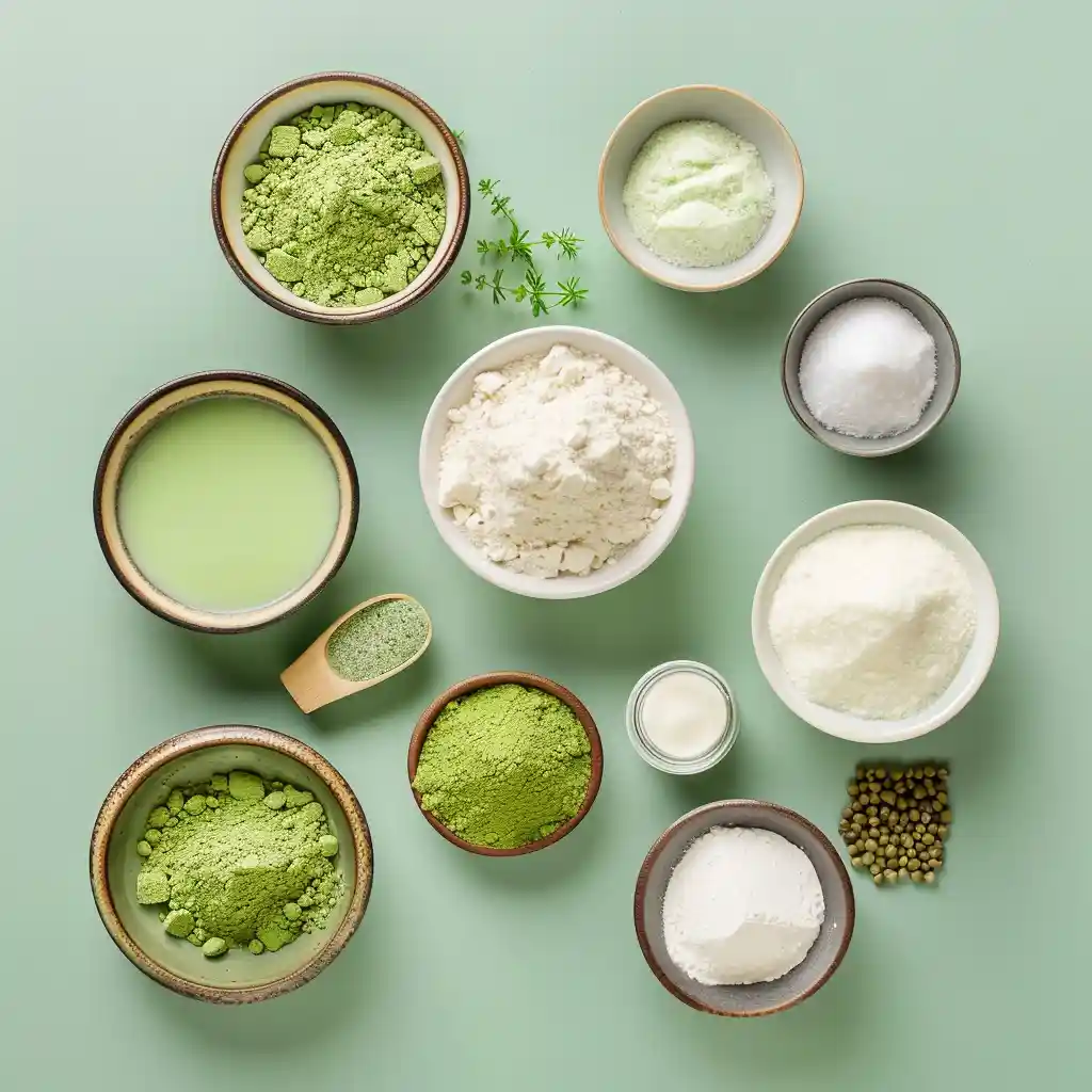 ingredients for matcha green tea mug cake