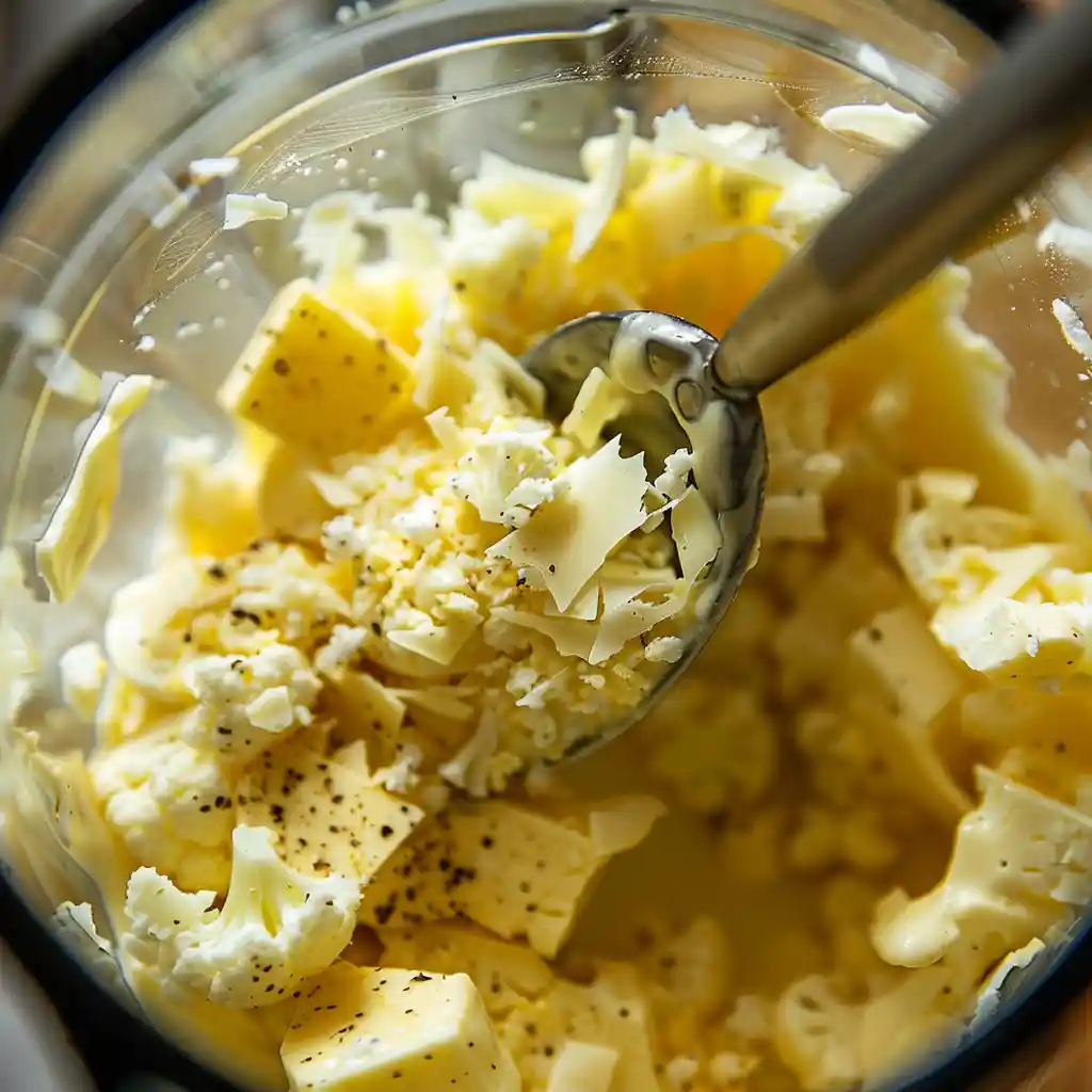 mixing cauliflower mug cake batter