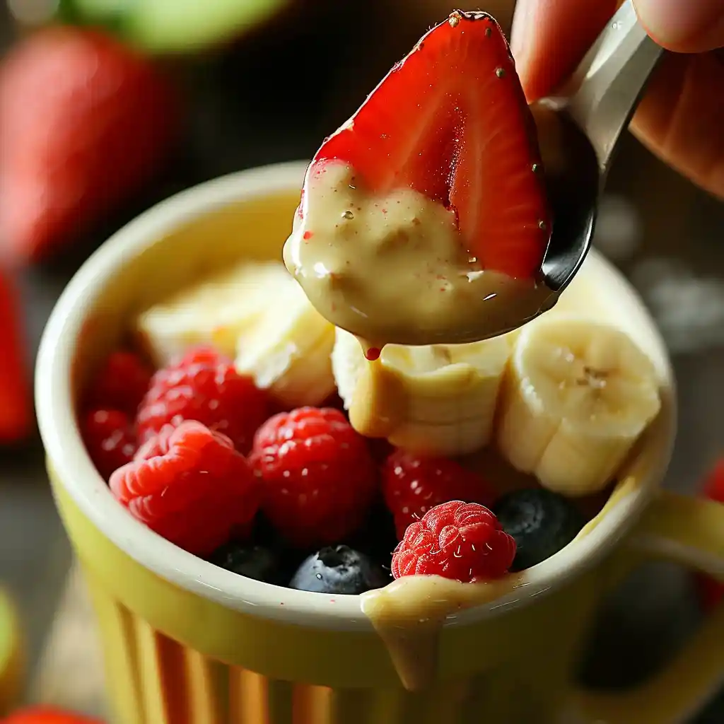 mug cake with bisquick fruit step