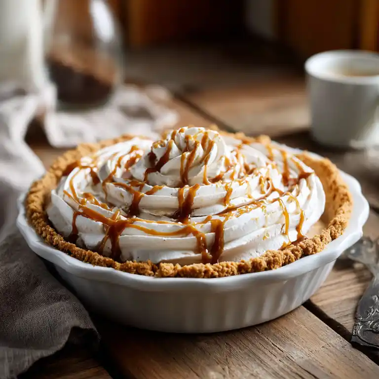 no bake biscoff pie with cookie butter drizzle