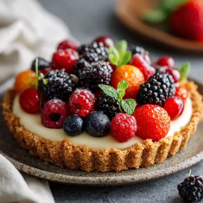 no bake fruit tart with fresh berries