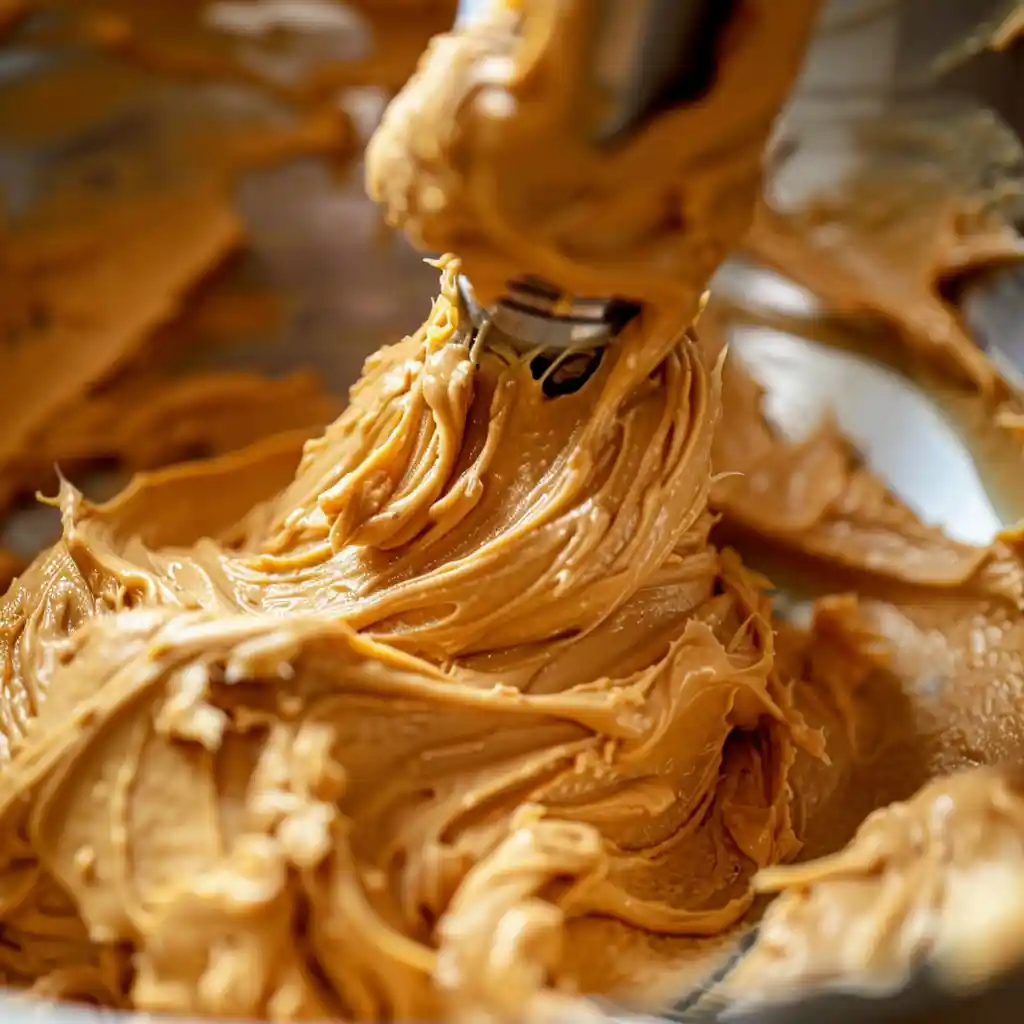 mixing peanut butter buttercream frosting