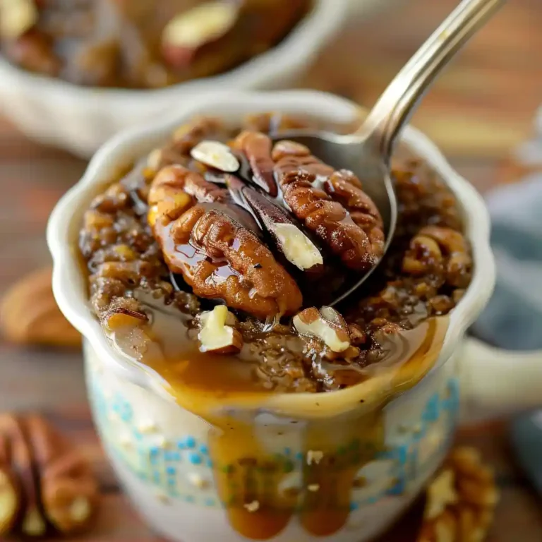 pecan pie mug cake recipe close up