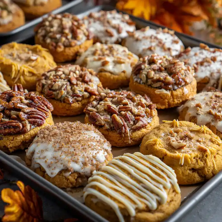 different variations of pumpkin cheesecake cookies