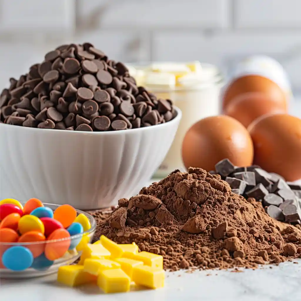 ingredients for Reese’s double chocolate cookies recipe