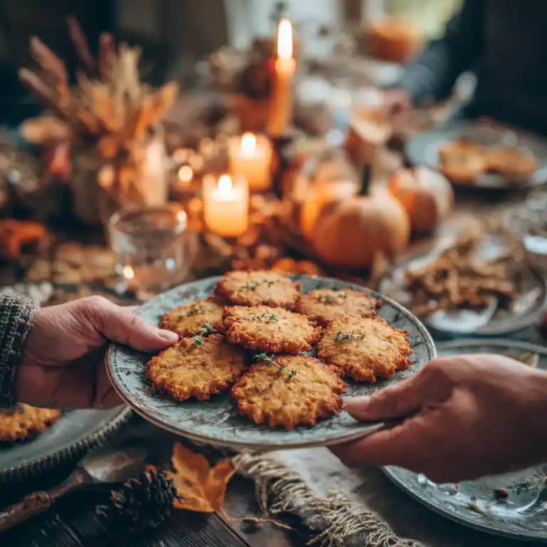 serving pumpkin cookies at fall gathering