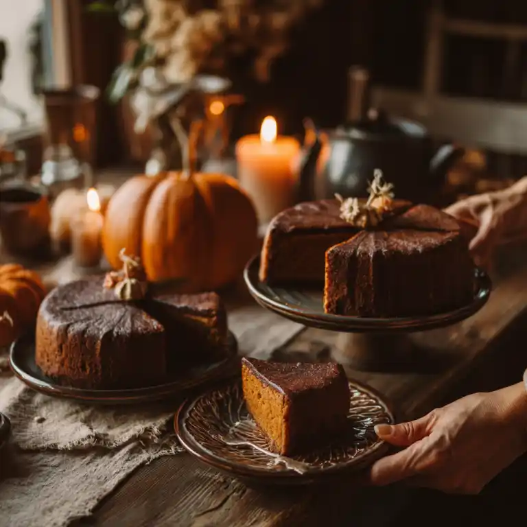 serving the best pumpkin cake at family table