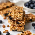 3 ingredient no bake granola bars stacked
