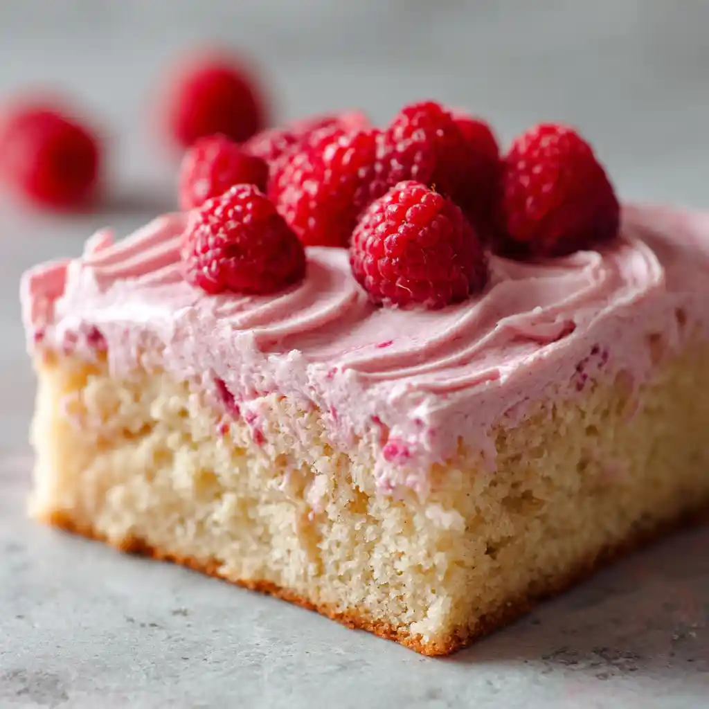 almond cake with raspberry frosting sheet cake