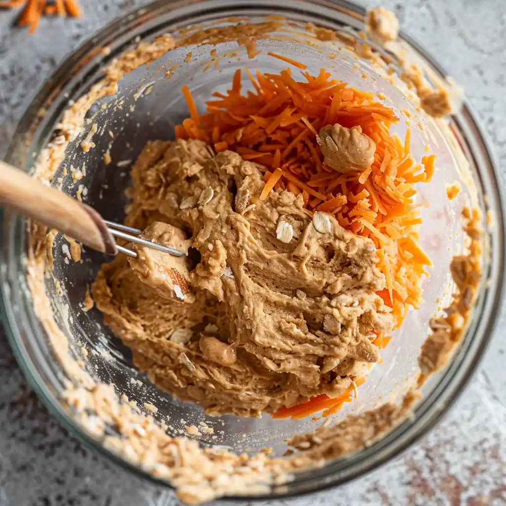 mixing carrot oatmeal cookie dough