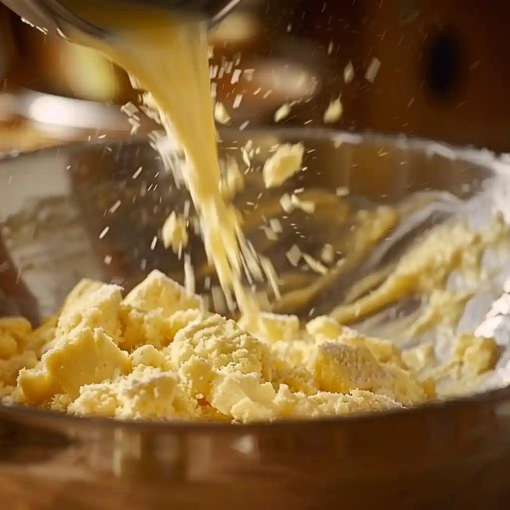 mixing batter for easter cookie cake