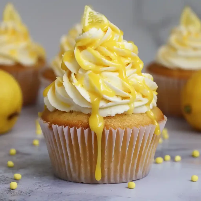 Lemon Drizzle Cupcakes close up texture