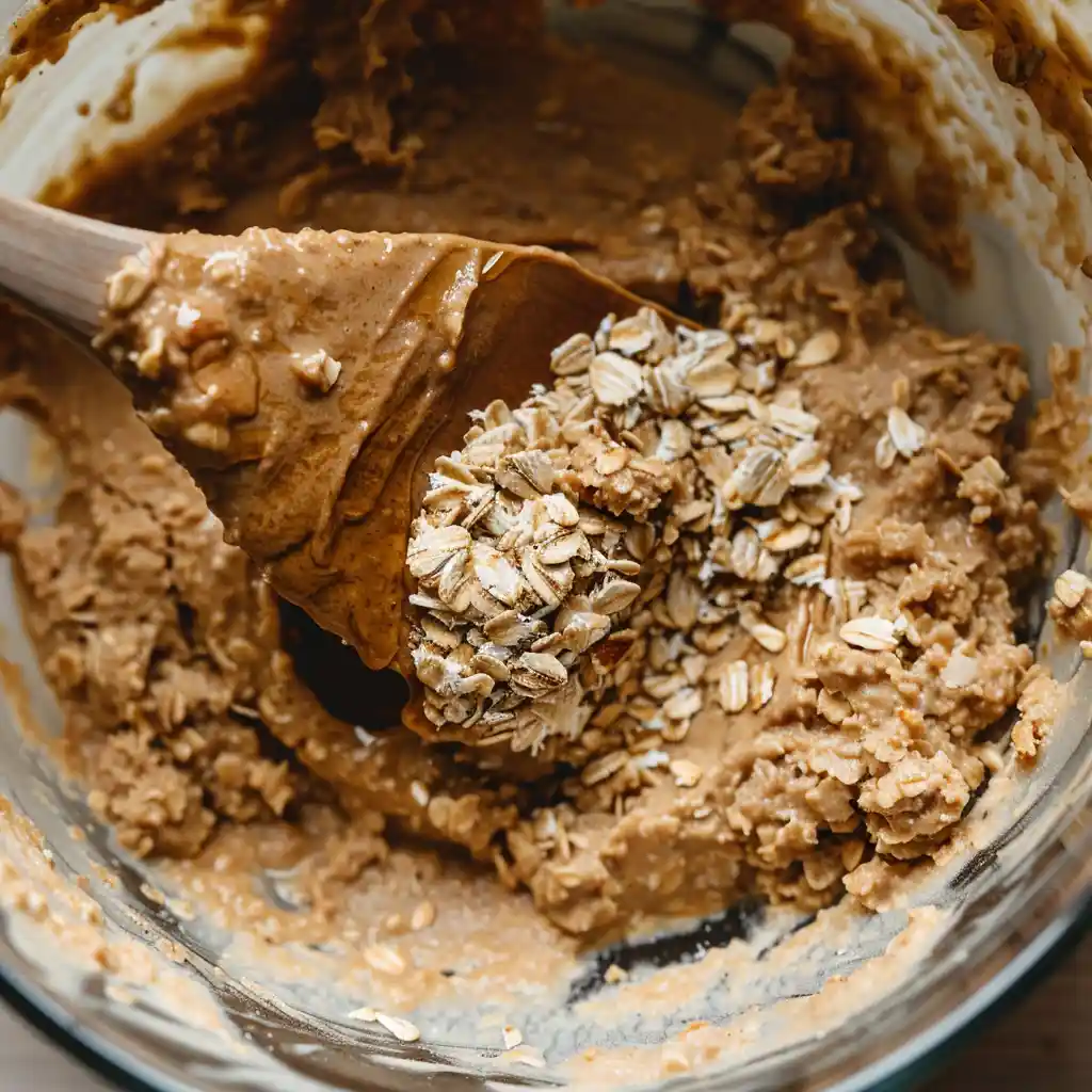 mixing no bake oatmeal cookie dough