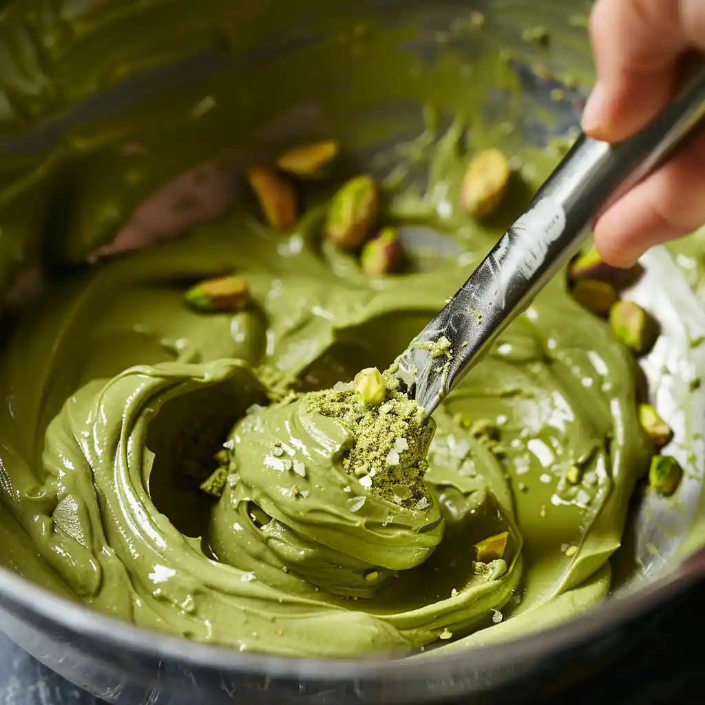 mixing dough for 2 ingredient pistachio cookies