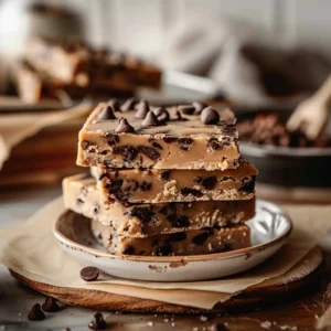 protein bar chocolate chip cookie dough bars stacked