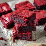 red velvet brownies stacked fudgy texture