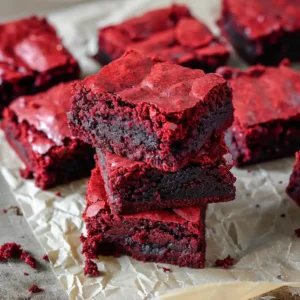 red velvet brownies stacked fudgy texture
