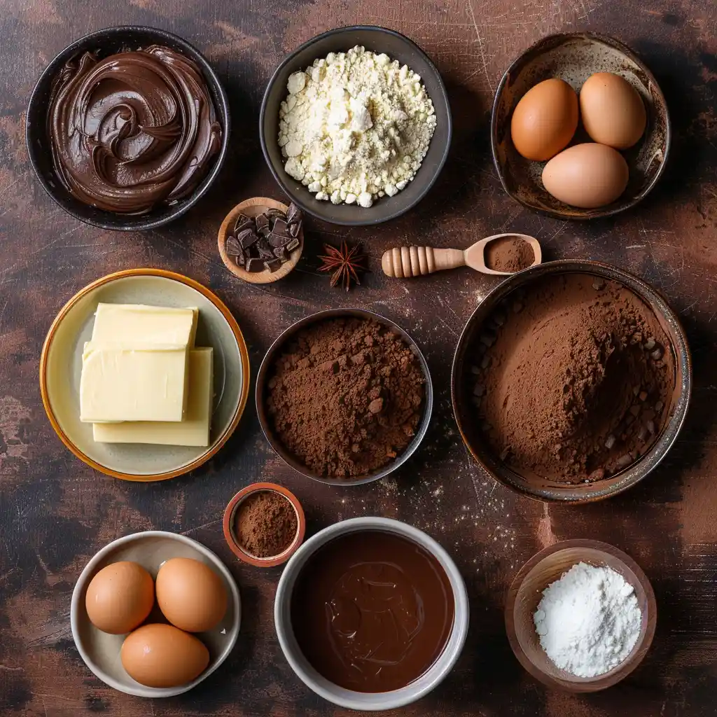 ingredients for yellow sheet cake with chocolate frosting