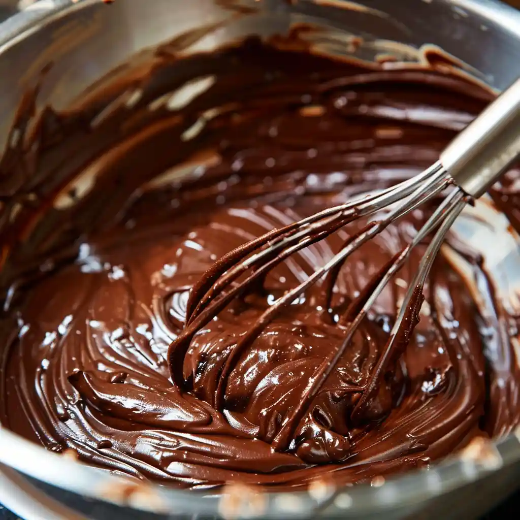mixing chocolate cupcakes peanut butter frosting batter