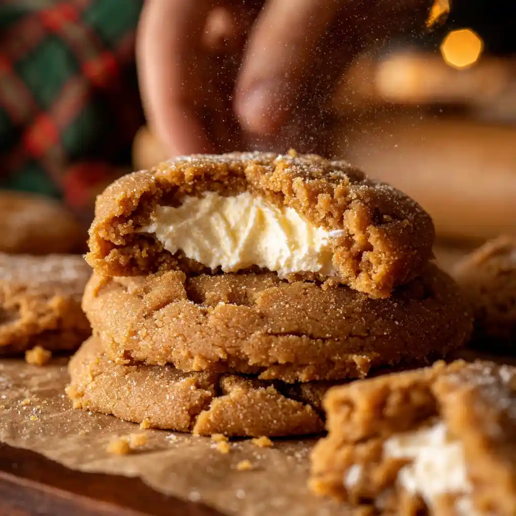 stuffing gingerbread cheesecake cookies