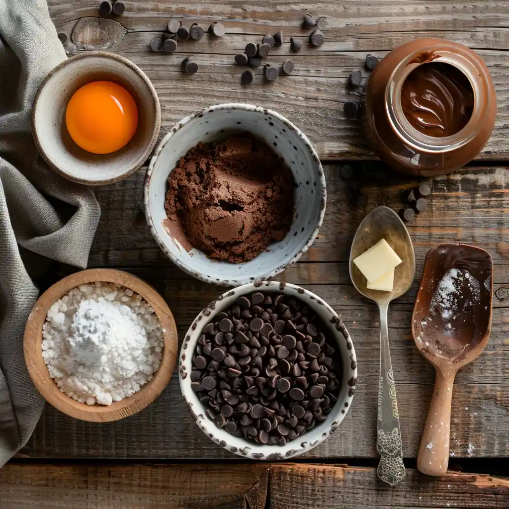 Ingredients for Nutella lava brownie mug cake
