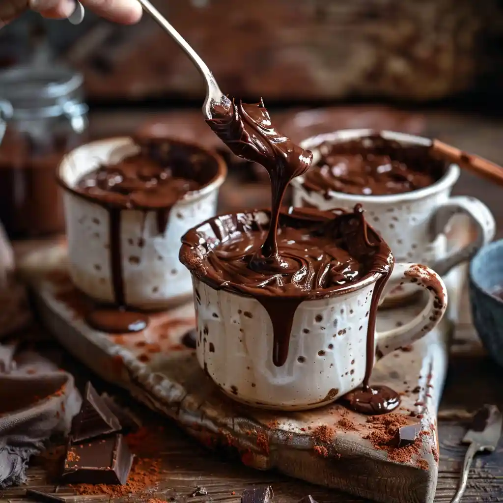 Mixing Nutella lava brownie mug cake batter