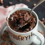 One Minute Brownie Mug Cake with vanilla ice cream