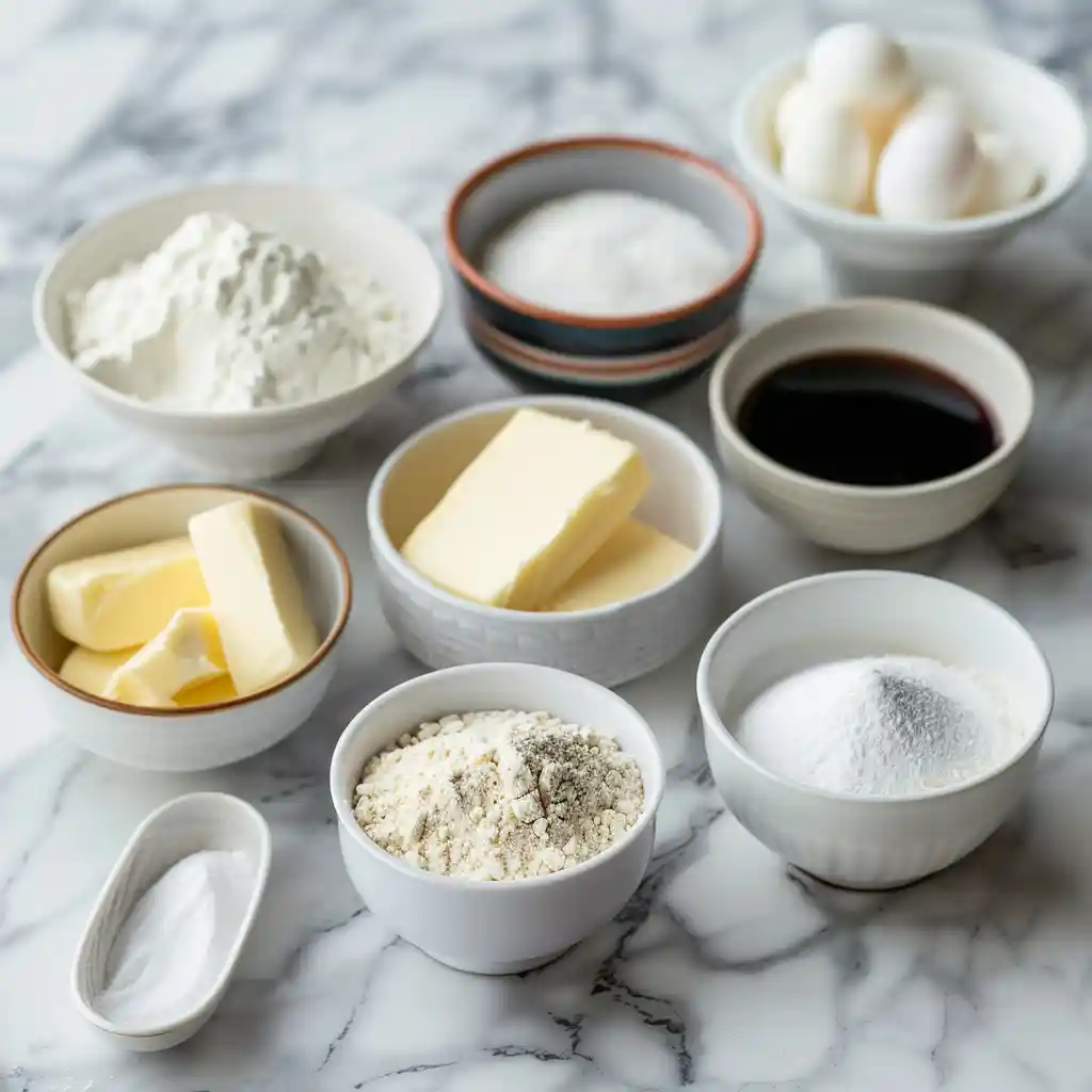 ingredients for white cake in a mug