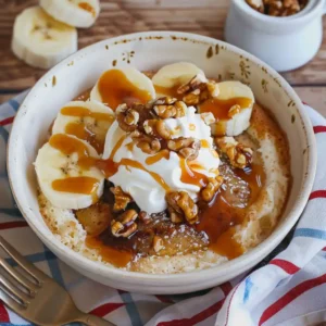 2-Minute Microwave Banana Cake Bowl with whipped cream