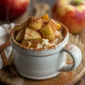 Apple Cinnamon Cottage Cheese Mug Cake in a mug