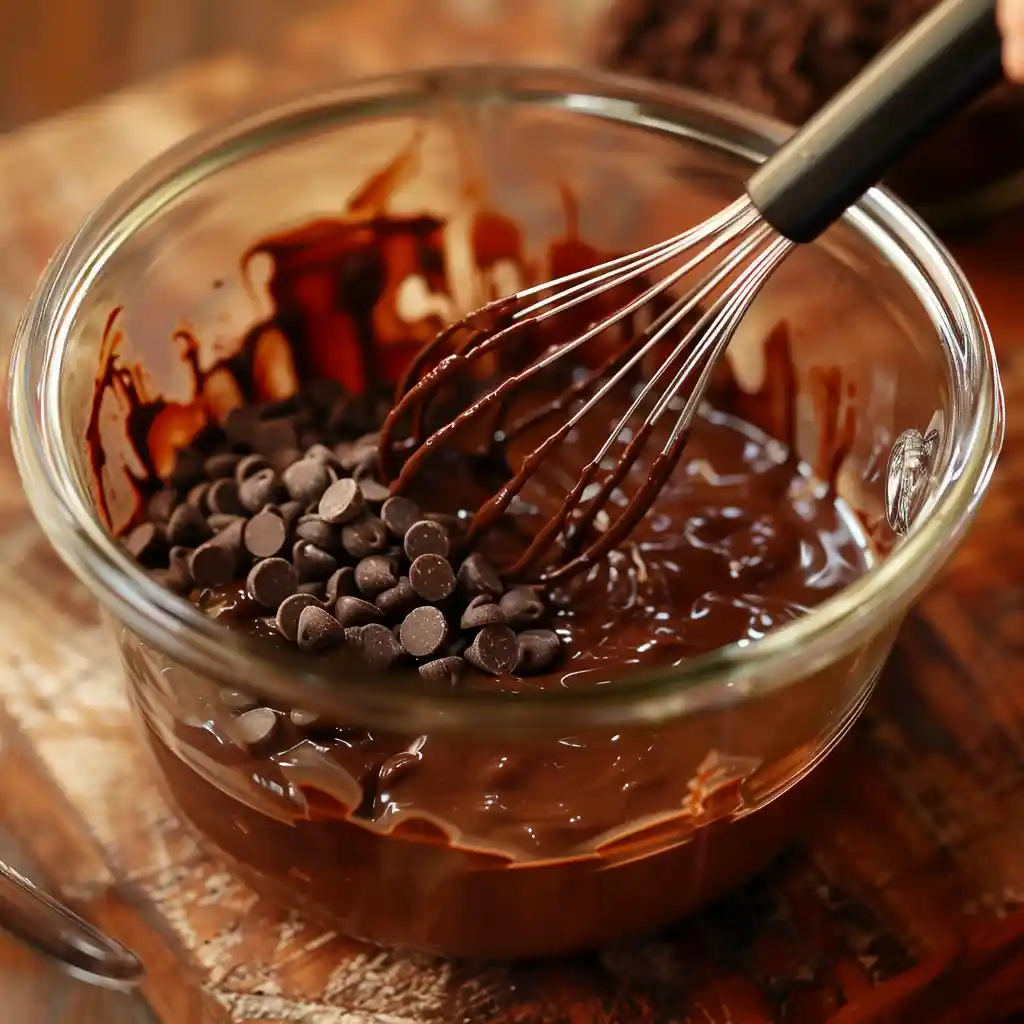 Melting chocolate and butter for Chocolate Caramel Mug Cake